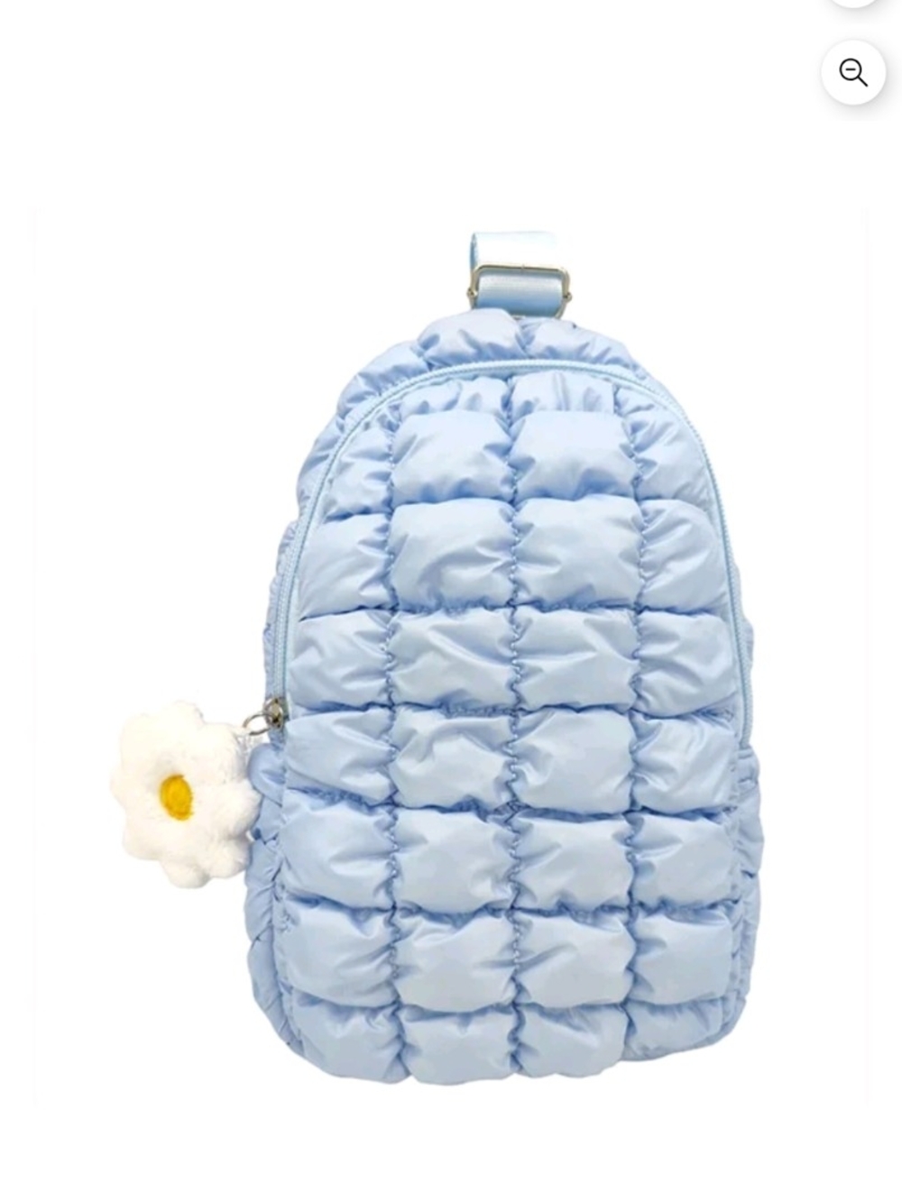 Adorable Wonder Nation Puffer Sling Bag Daisy Light Blue Hot Pink W Fun Charm - Picture 2 of 15